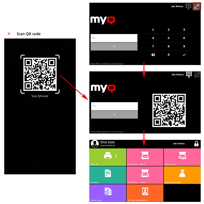 Unlocking the device via a QR code