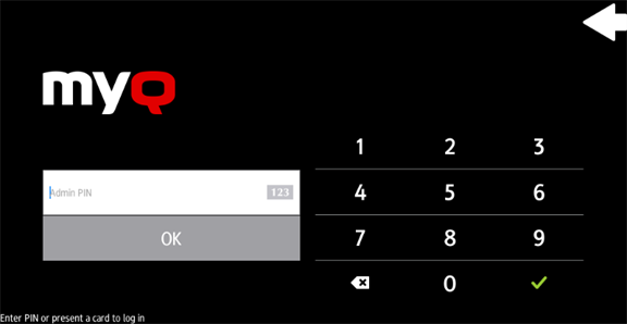 Enter the admin login PIN on the terminal