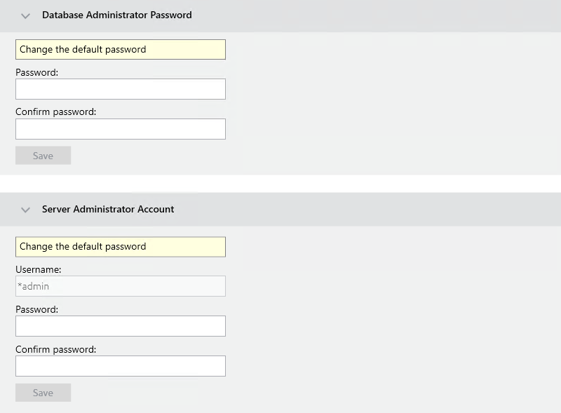 Password settings in Settings Tab