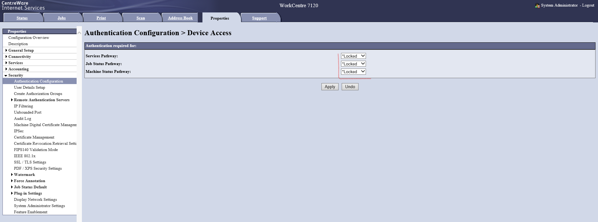 Pathways settings on the EIP 3.0 or lower web UI