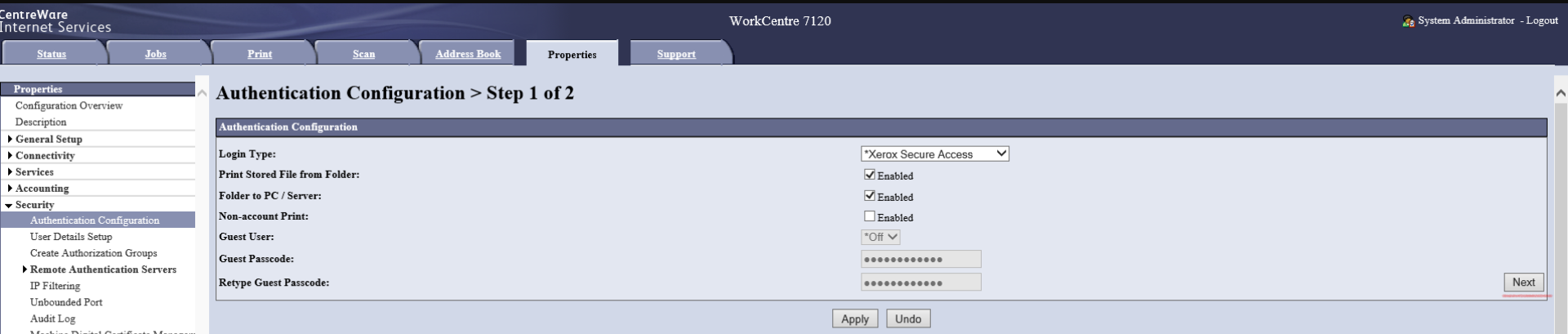 Set Login Type on the EIP 3.0 or lower web UI