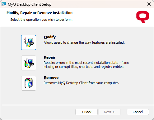 modify repair remove installation dialog