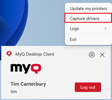 capture drivers option in menu