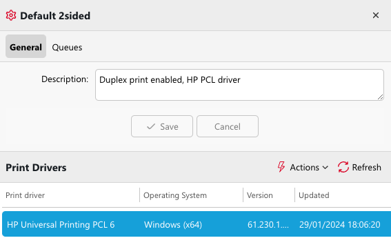 Print driver configuration