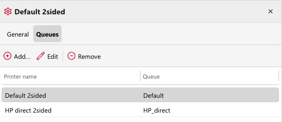 List of queues using this configuration profile