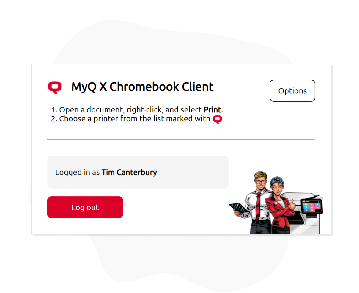 MyQ X Chromebook Client login screen