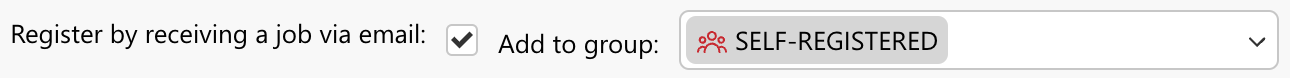 Adding user groups who can register by receiving a job via email 
