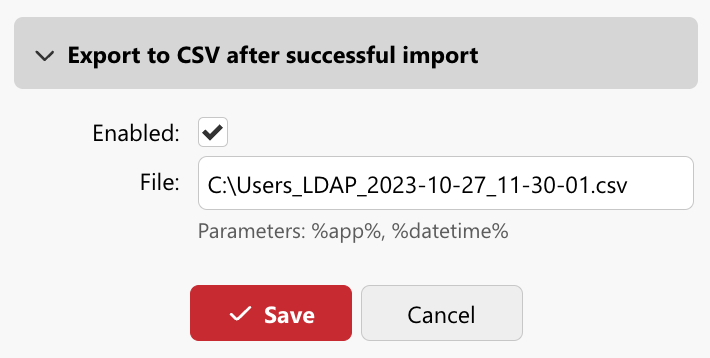 Export to CSV after successful import menu