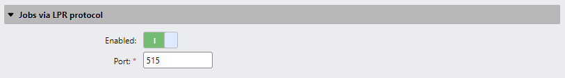 Job via LPR protocol settings