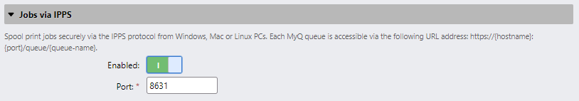 Jobs via IPPS settings