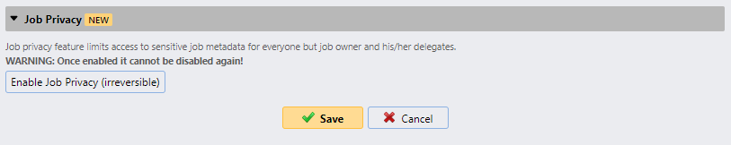 Job privacy settings