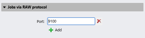 Jobs via Raw protocol - port setting