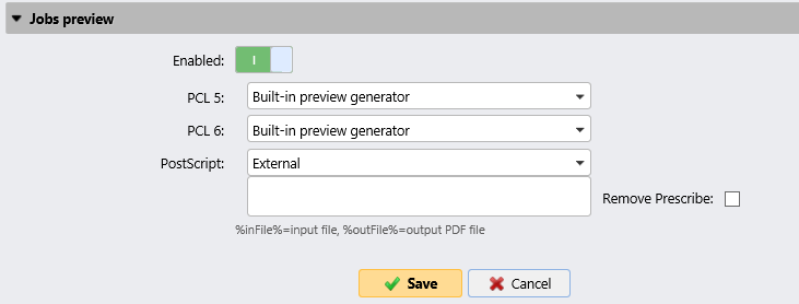 Jobs Preview settings