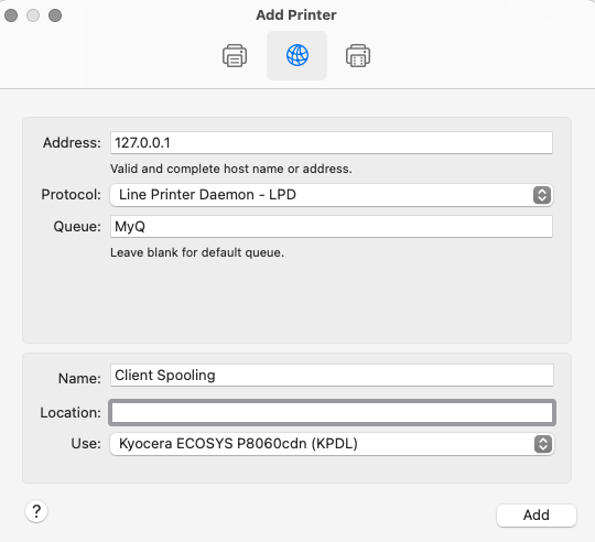 Printer settings