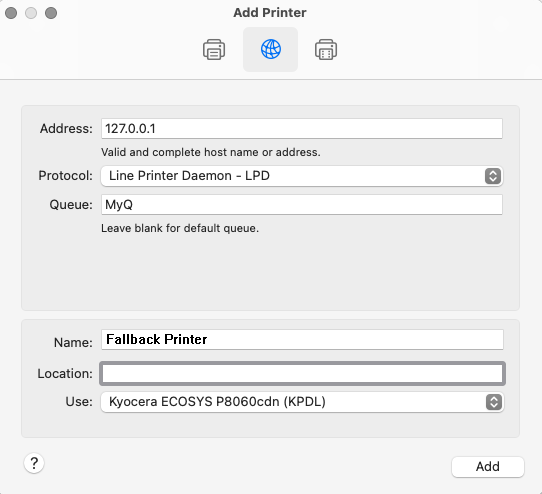 Printer settings