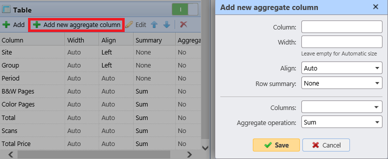 Adding a new aggregate column