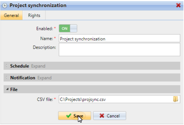 Project synchronization schedule properties