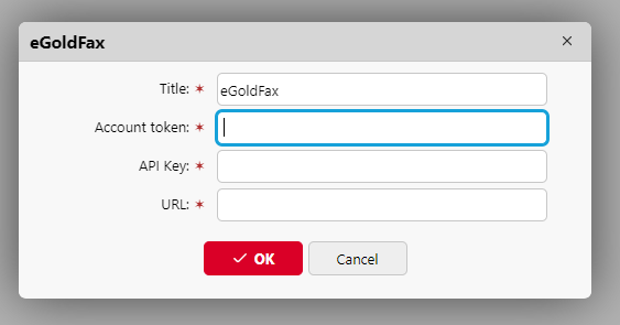 Adding an eGoldFax connection