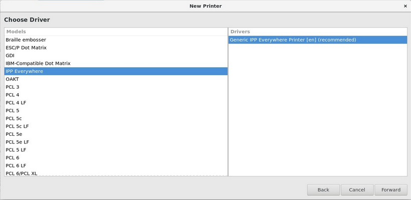 Choosing the IPP Everywhere driver