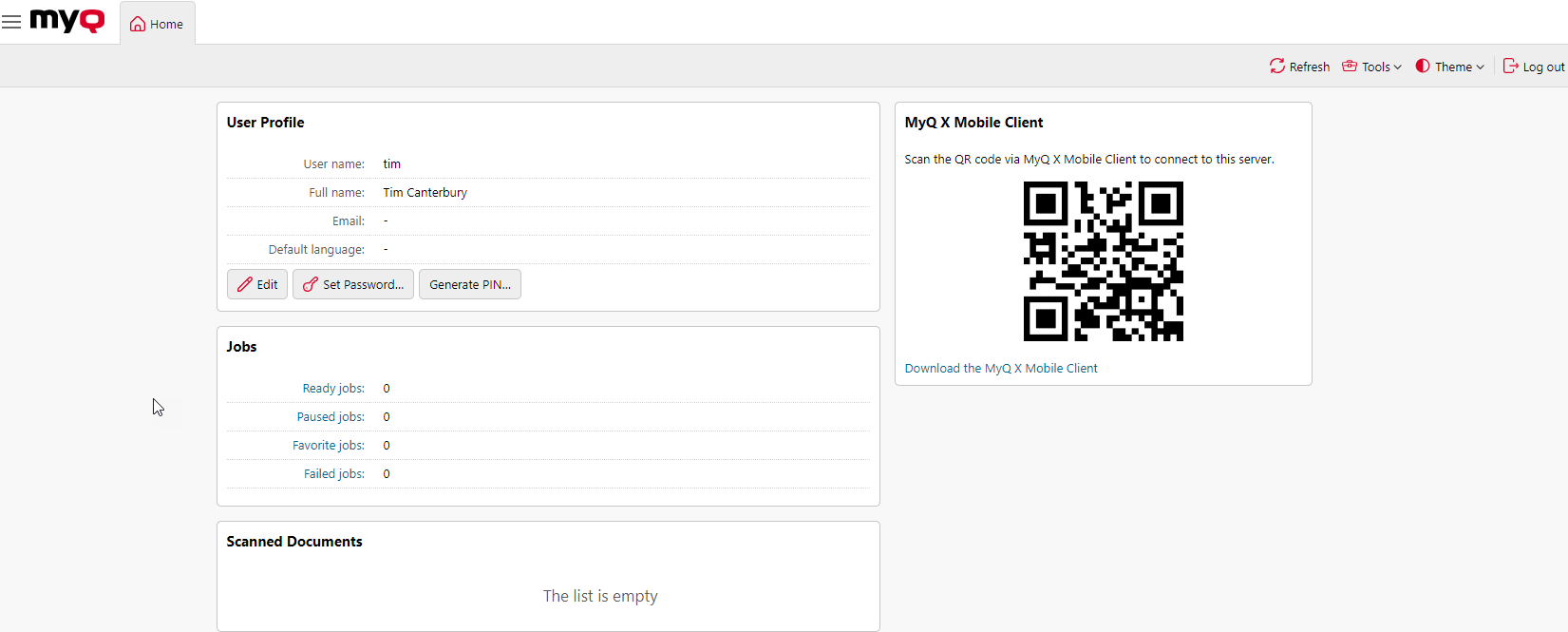 MyQ Home dashboard