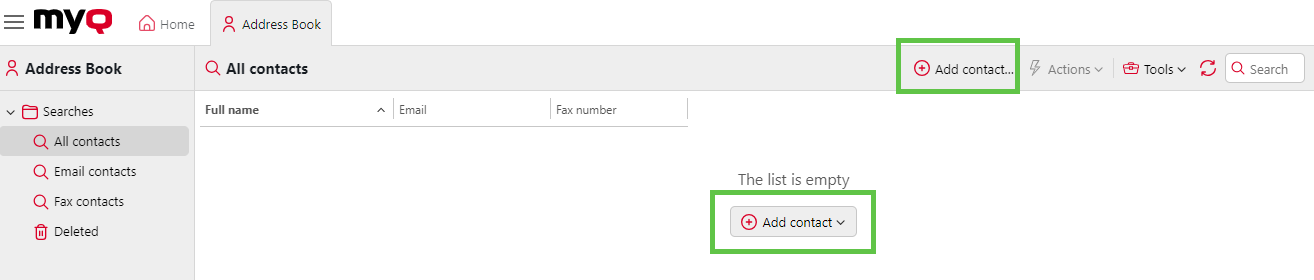 Adding a new contact