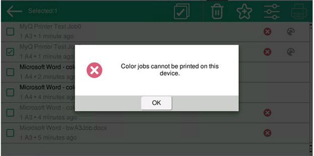 Color jobs filter notification