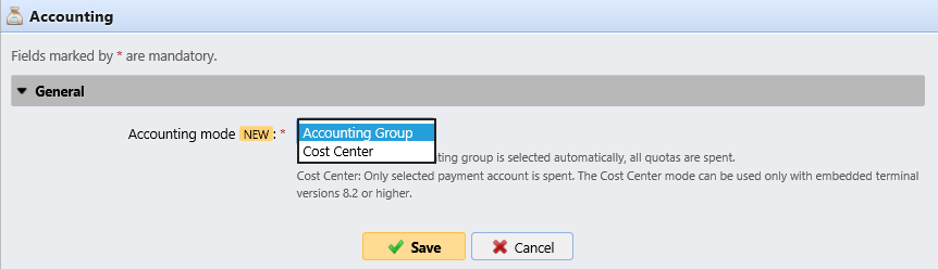 Accounting settings tab