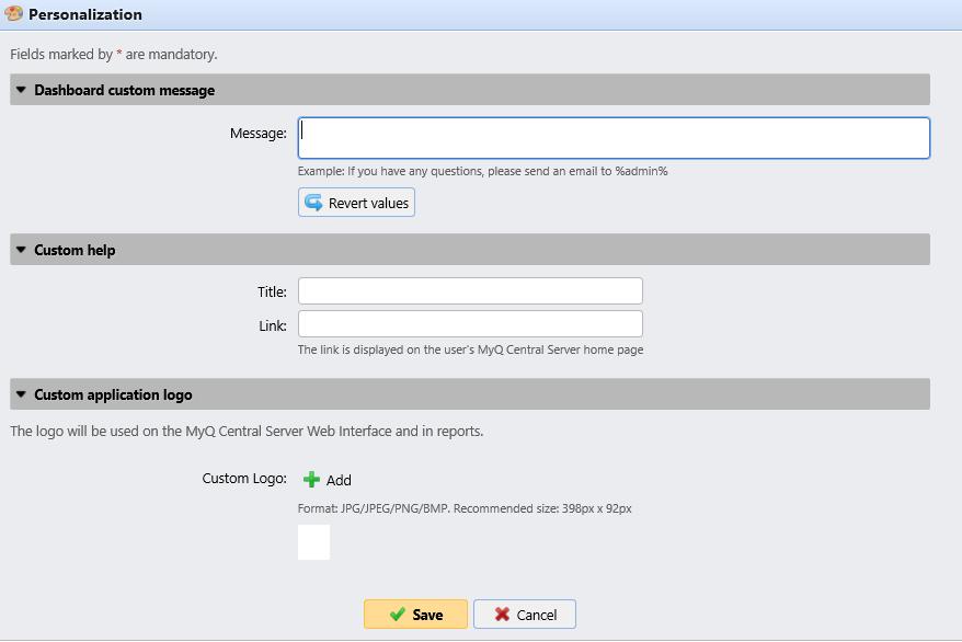 Personalization Settings