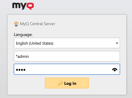 MyQ Central web UI login