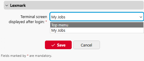 Vendor-specific options that are installed on Print Server with the Lexmark package.
