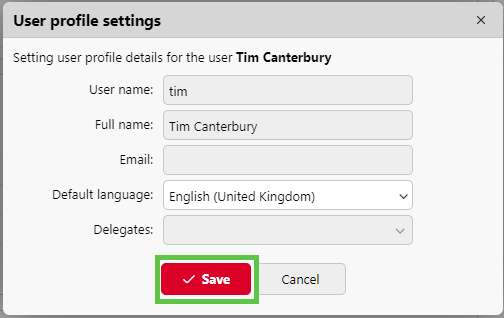 Saving your user profile settings