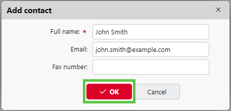 Add contact confirmation dialogue
