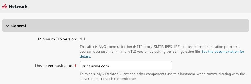 Settings - Network Security Settings