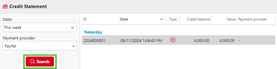 Searching for specific credit transactions