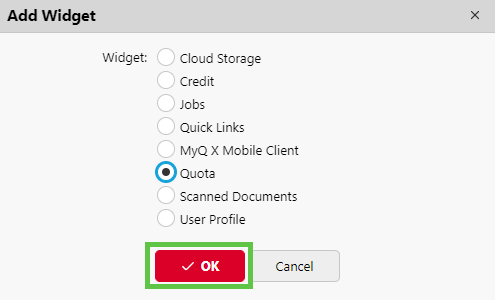 Selecting a new widget