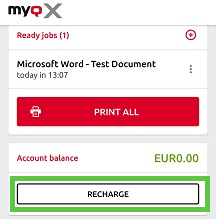 Recharge option in the mobile application