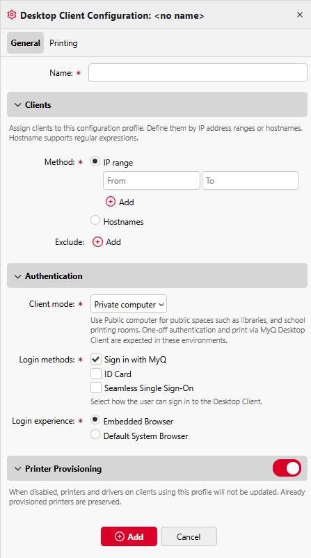 Desktop Client Configuration Profile parameters.