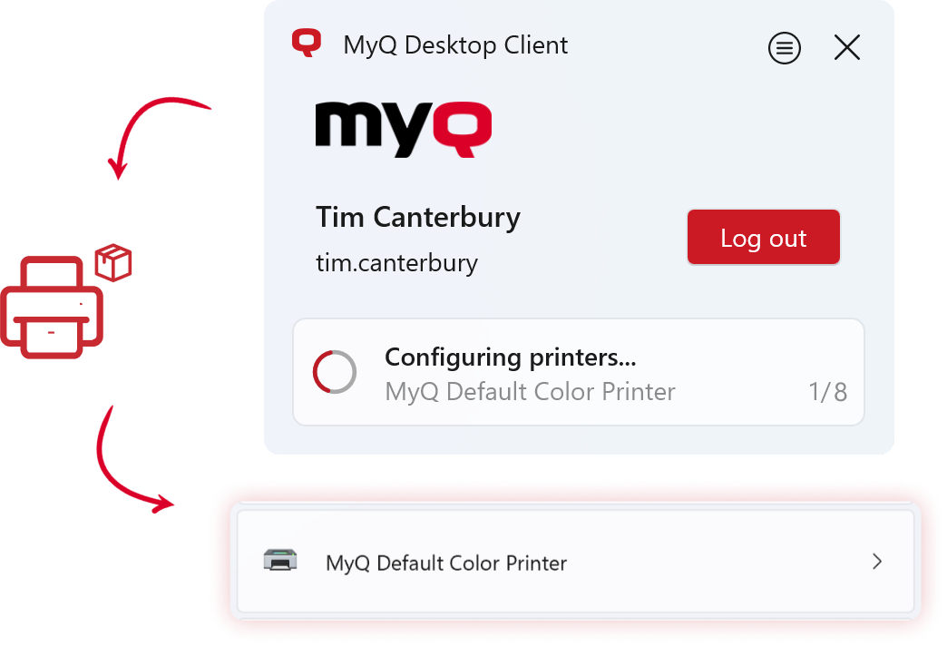 Installing Windows printers in progress (MDC for Windows)