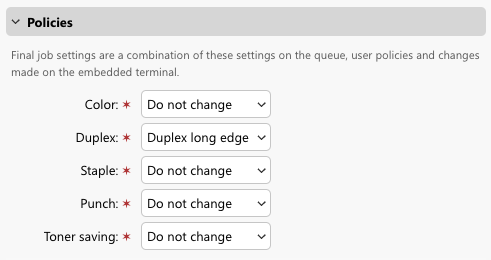 Example of queue policies