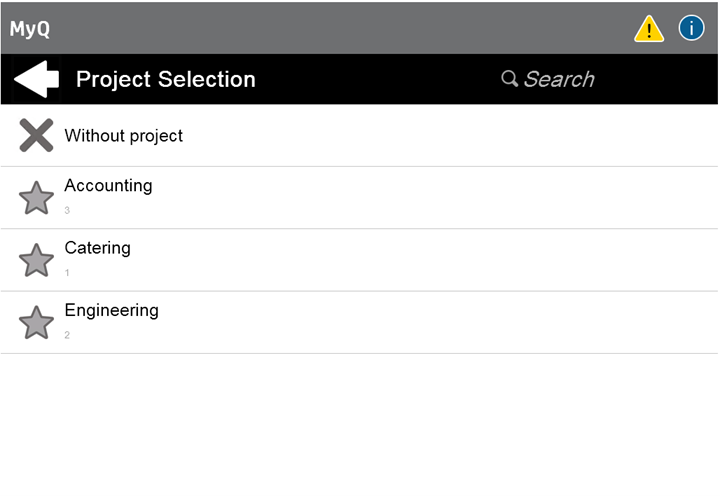 Project selection on the terminal