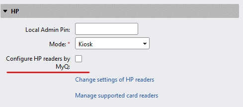 Configure HP readers by MyQ option