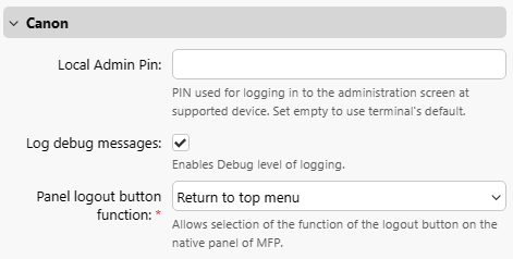 Vendor-specific options that are installed on Print Server with the Canon package.
