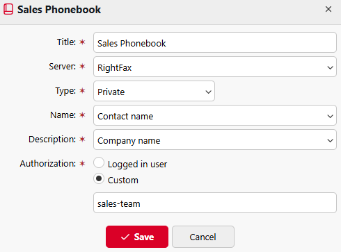 Example code book configuration.