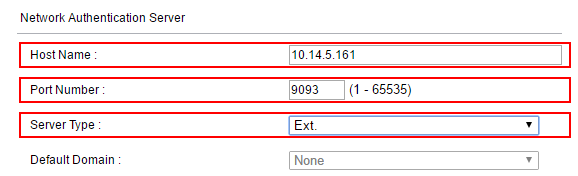 Network authentication server settings