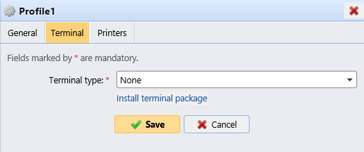 Configuration profile terminal tab