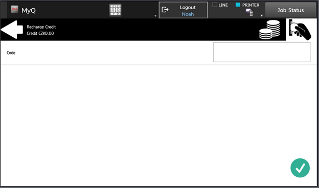 Recharging credit on the terminal