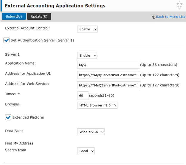 5.0 web UI - External accounting application settings