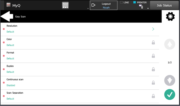 Easy Scan parameters on the terminal