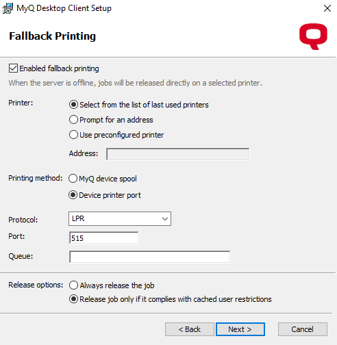 Fallback Printing