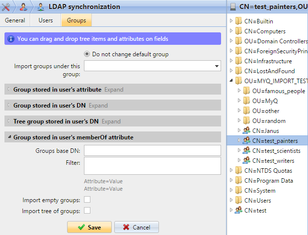 LDAP sync groups tab